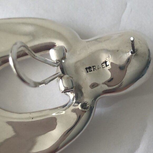 E&L Israel Statement Sterling Silver Electrofom Earrings 2.5in long - Picture 9 of 13
